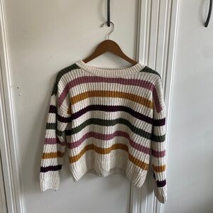 SO Women's Striped Sweater - Cream, Green, Pink, Gold